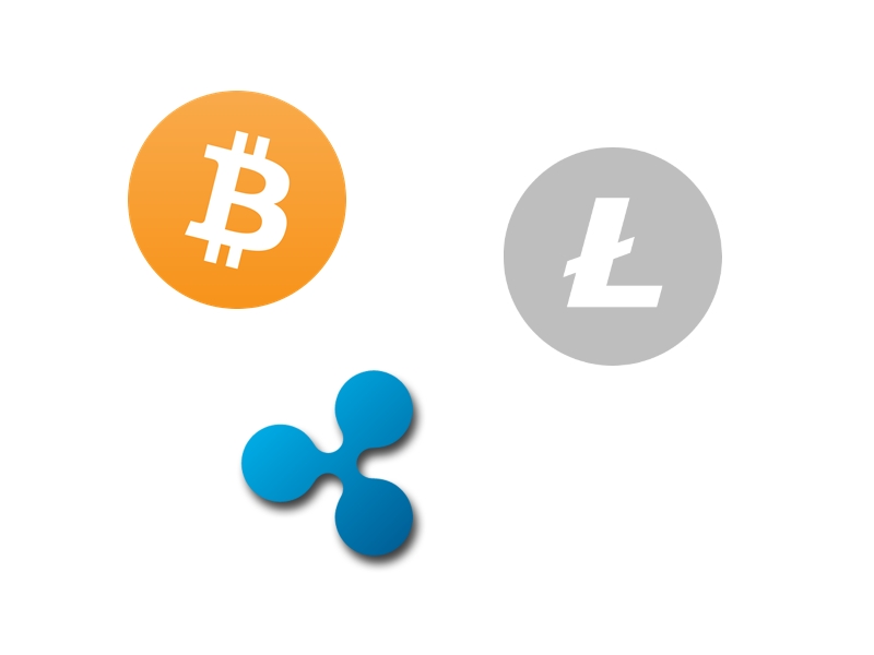 Bitcoin, Litecoin, Ripple