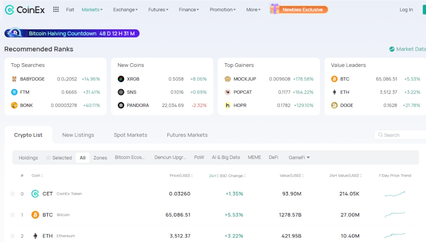 CoinEx burza web