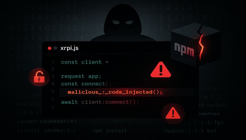 Ripple balíček xrpl.js na npm napaden zadními vrátky pro krádež privátních klíčů v rozsáhlém útoku na dodavatelský řetězec