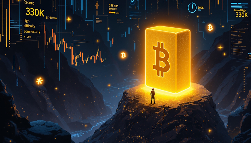 Těžař Bitcoinu získal odměnu 330 000 dolarů navzdory rekordní obtížnosti
